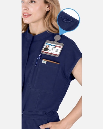 Navy Blue – Eadflie Women's Zip-Front Uniform Jumpsuit – Sleeveless Stretch One-Piece – product image 53