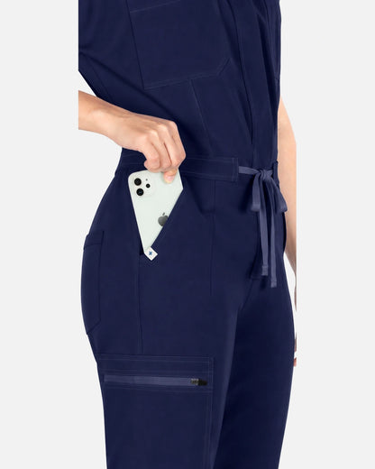 Navy Blue – Eadflie Women's Zip-Front Uniform Jumpsuit – Sleeveless Stretch One-Piece – product image 54