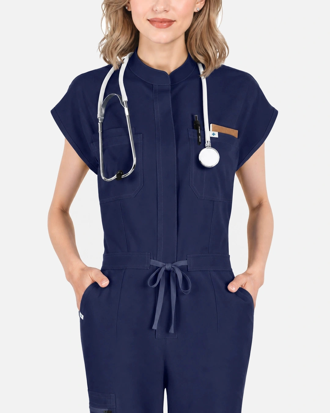 Navy Blue – Eadflie Women's Zip-Front Uniform Jumpsuit – Sleeveless Stretch One-Piece – product image 55