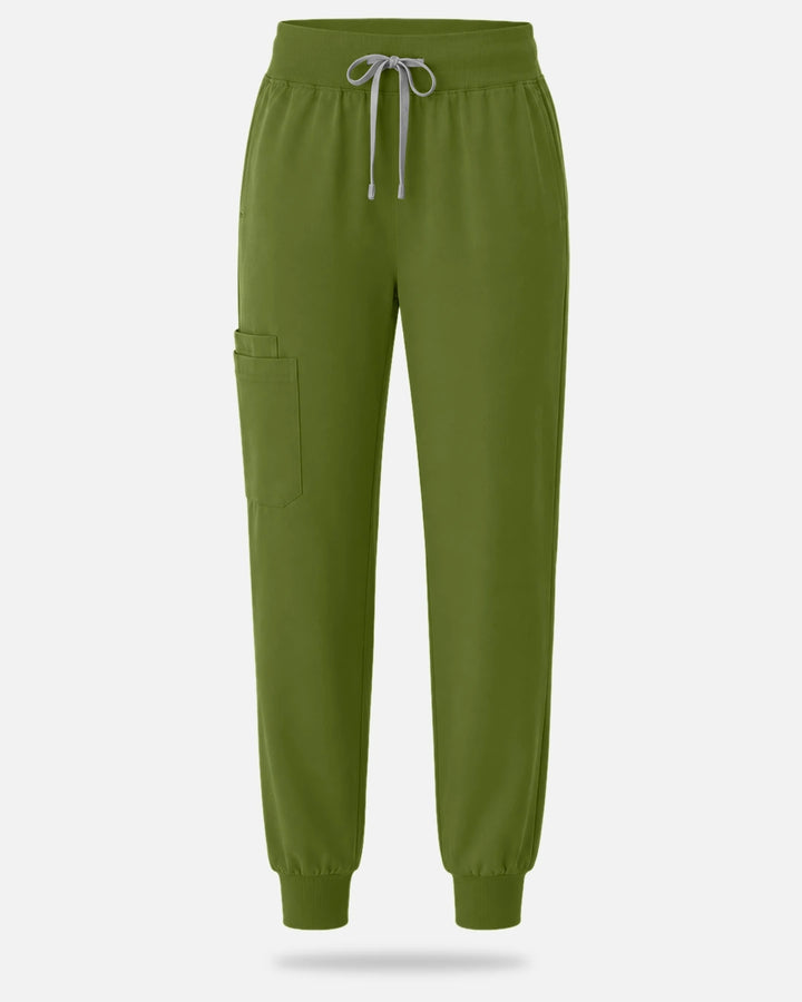 Eadflie Women's Tapered Jogger Uniform Pants – Soft Stretch Bottoms - Olive Green