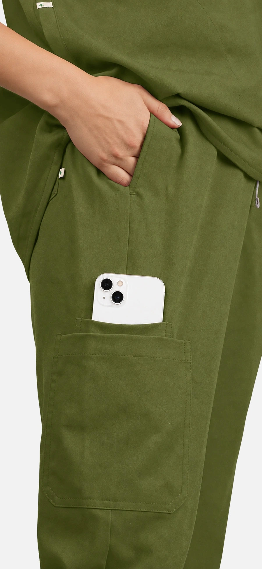 Olive Green – Eadflie Women's Sleeveless Mandarin Collar Jogger Uniform Set – product image 111