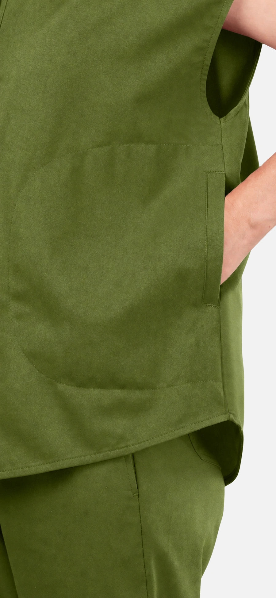 Olive Green – Eadflie Women's Sleeveless Mandarin Collar Jogger Uniform Set – product image 112