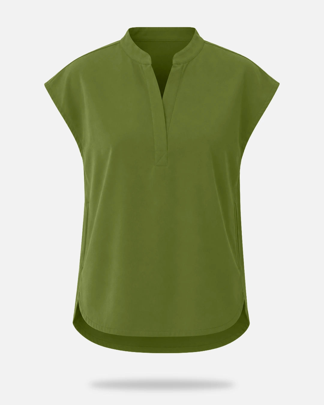 Olive Green – Eadflie Women's Sleeveless Mandarin Collar Uniform Top – product image 37