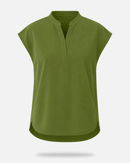 Olive Green – Eadflie Women's Sleeveless Mandarin Collar Uniform Top – product image 37