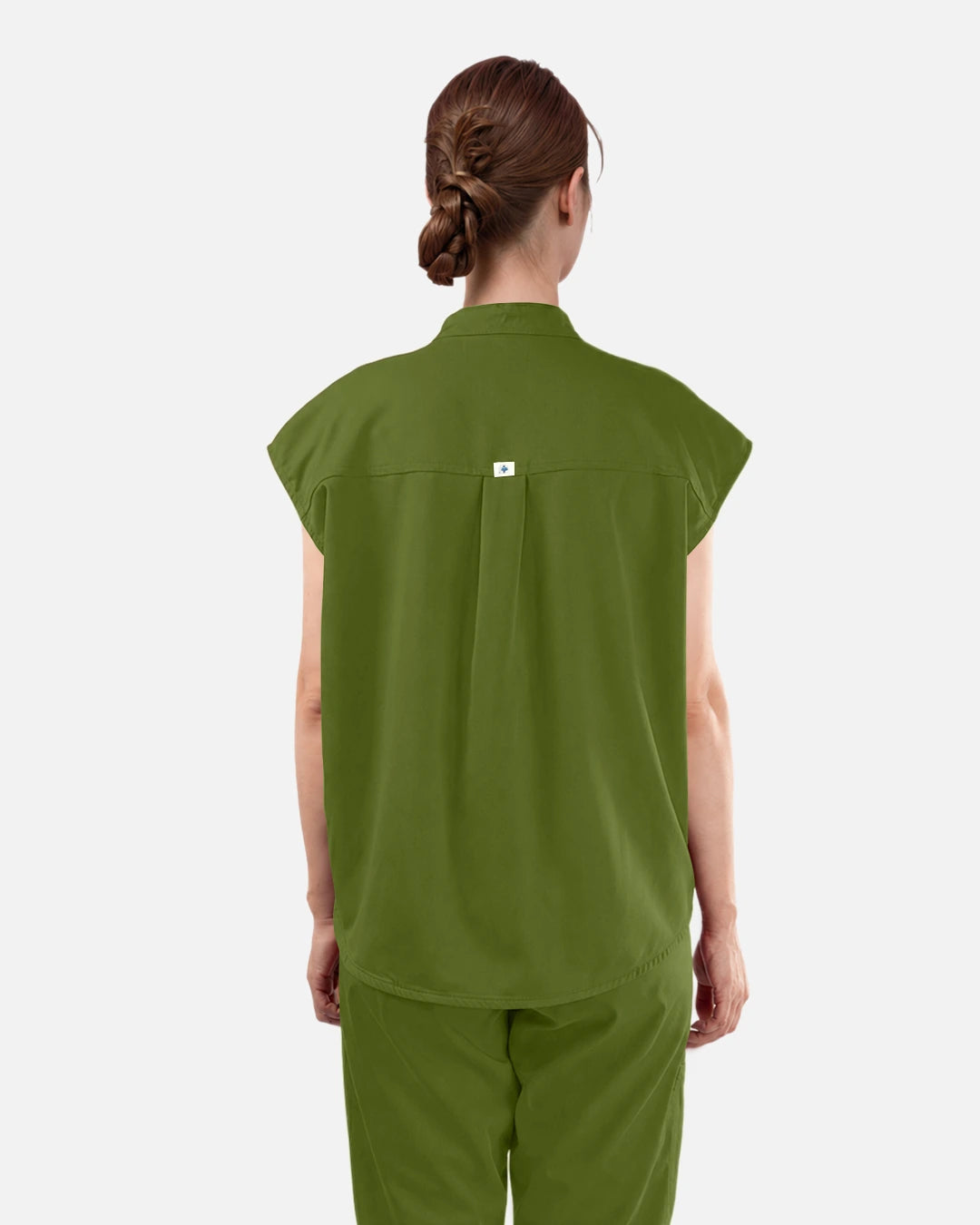 Olive Green – Eadflie Women's Sleeveless Mandarin Collar Uniform Top – product image 40