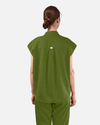 Olive Green – Eadflie Women's Sleeveless Mandarin Collar Uniform Top – product image 40