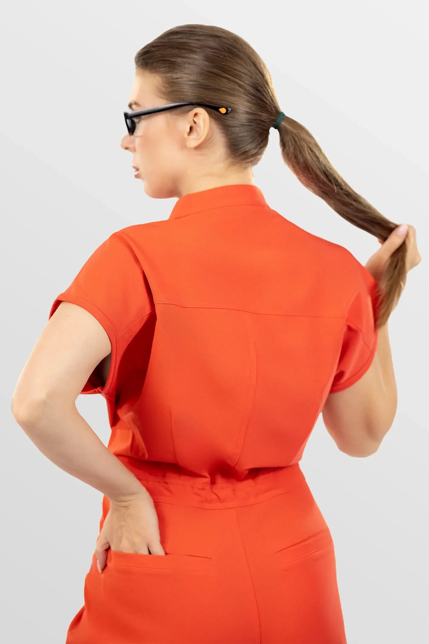 Orange Eipnare Women's Zip-Front Sleeveless Scrub Jumpsuit - Stretch Medical Scrubs for Women