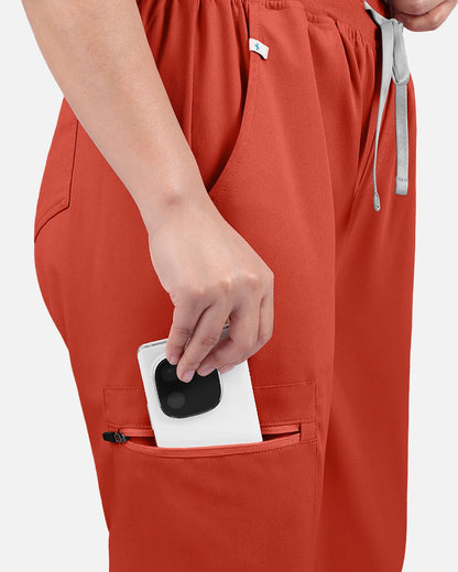 Orange Red – Eadflie Women's Multi-Pocket Jogger Uniform Pants – product image 19