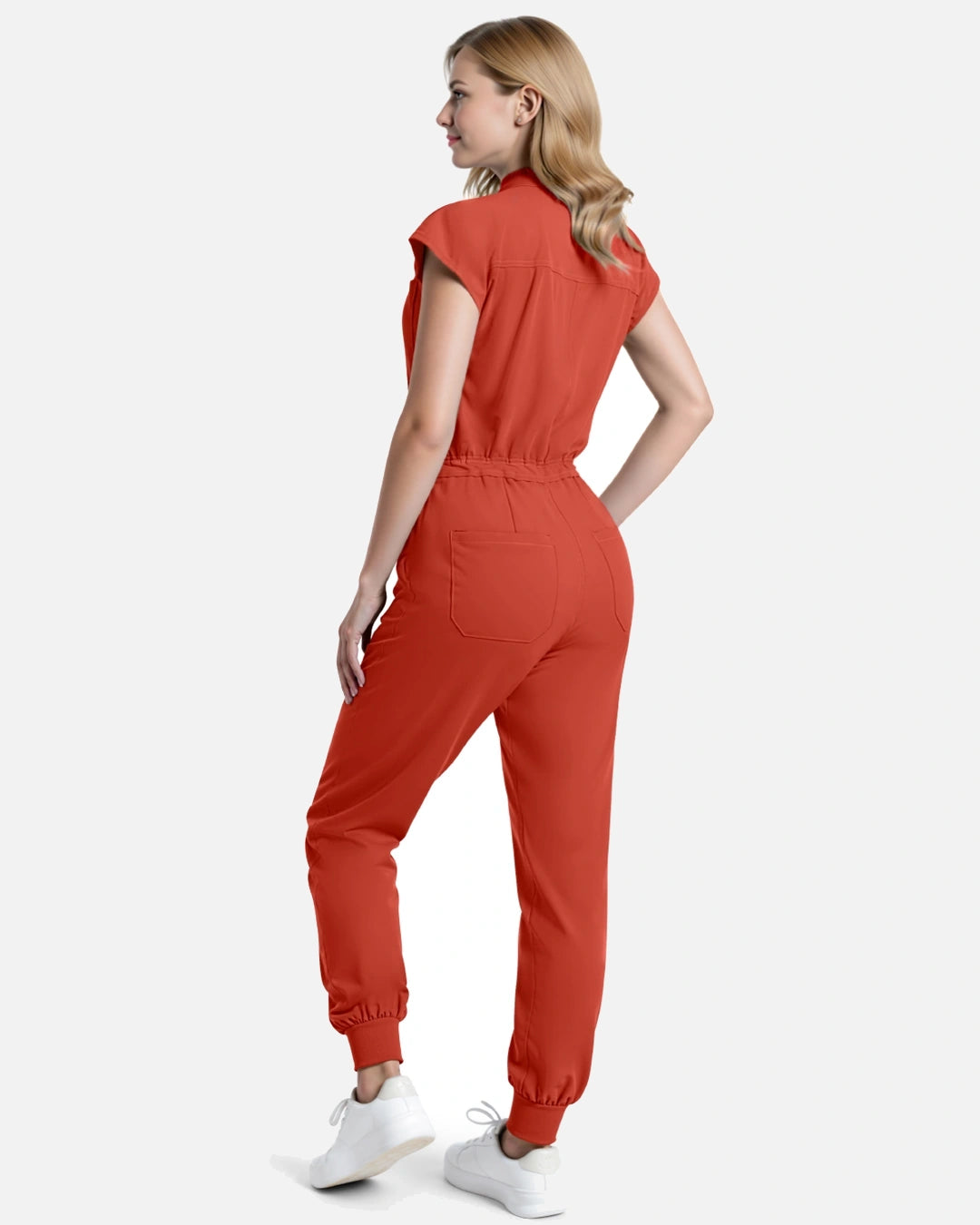 Orange Red – Eadflie Women's Zip-Front Uniform Jumpsuit – Sleeveless Stretch One-Piece – product image 28