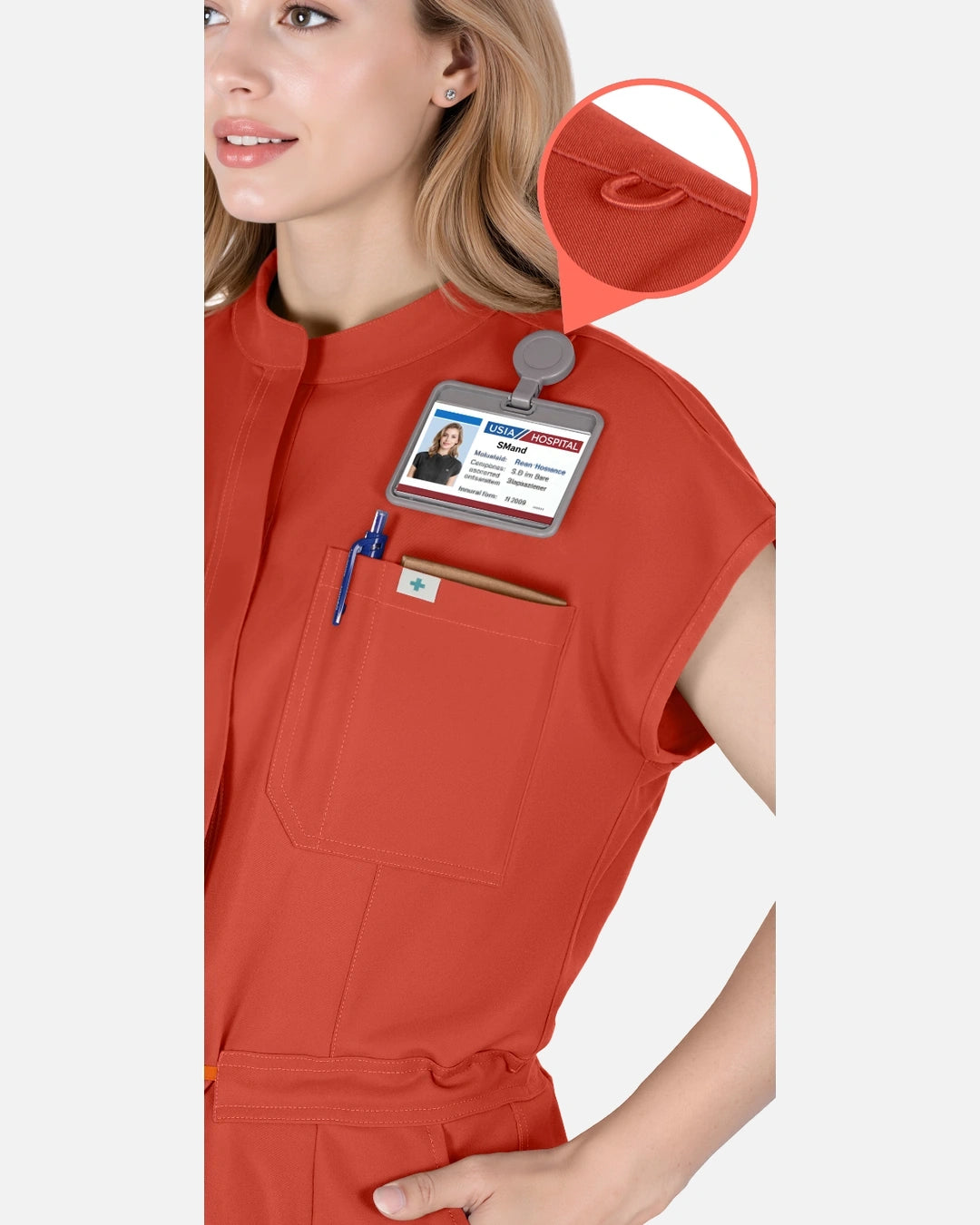 Orange Red – Eadflie Women's Zip-Front Uniform Jumpsuit – Sleeveless Stretch One-Piece – product image 29