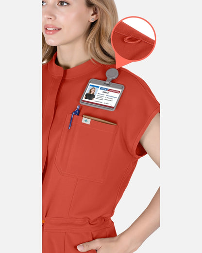Orange Red – Eadflie Women's Zip-Front Uniform Jumpsuit – Sleeveless Stretch One-Piece – product image 29