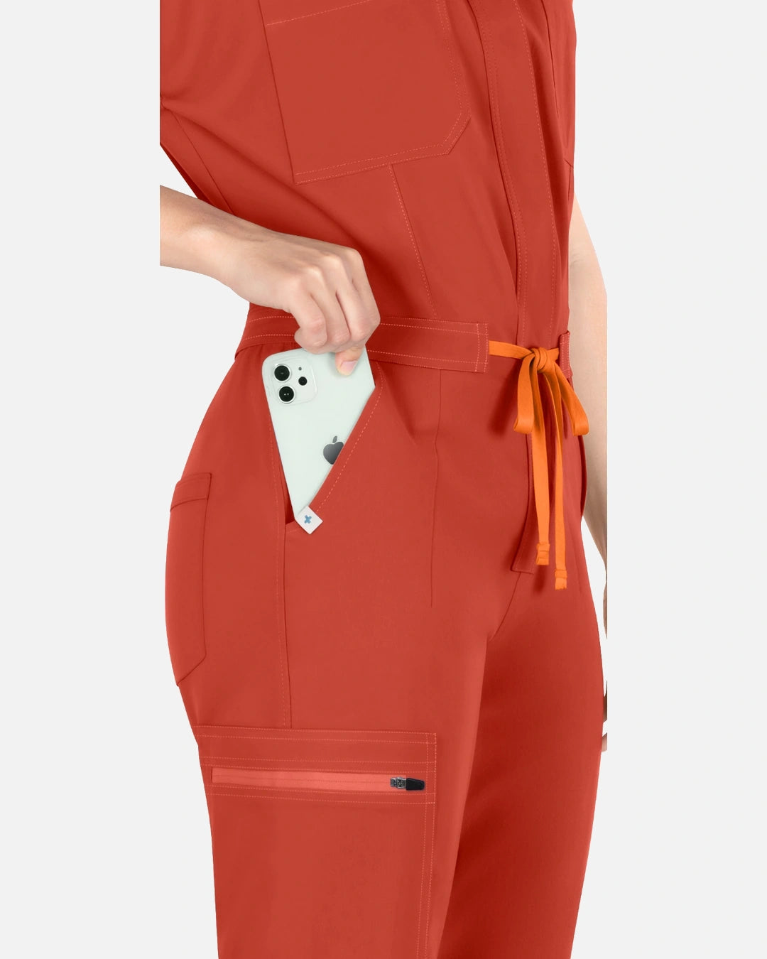 Orange Red – Eadflie Women's Zip-Front Uniform Jumpsuit – Sleeveless Stretch One-Piece – product image 30
