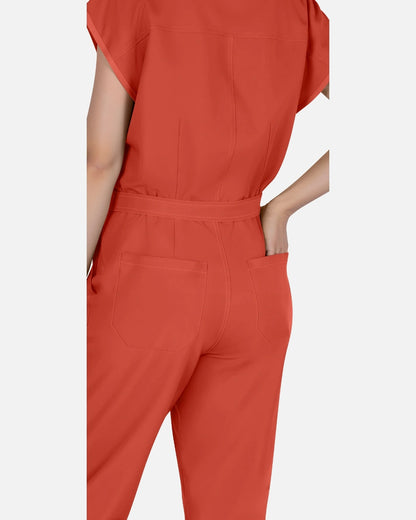 Orange Red – Eadflie Women's Zip-Front Uniform Jumpsuit – Sleeveless Stretch One-Piece – product image 32