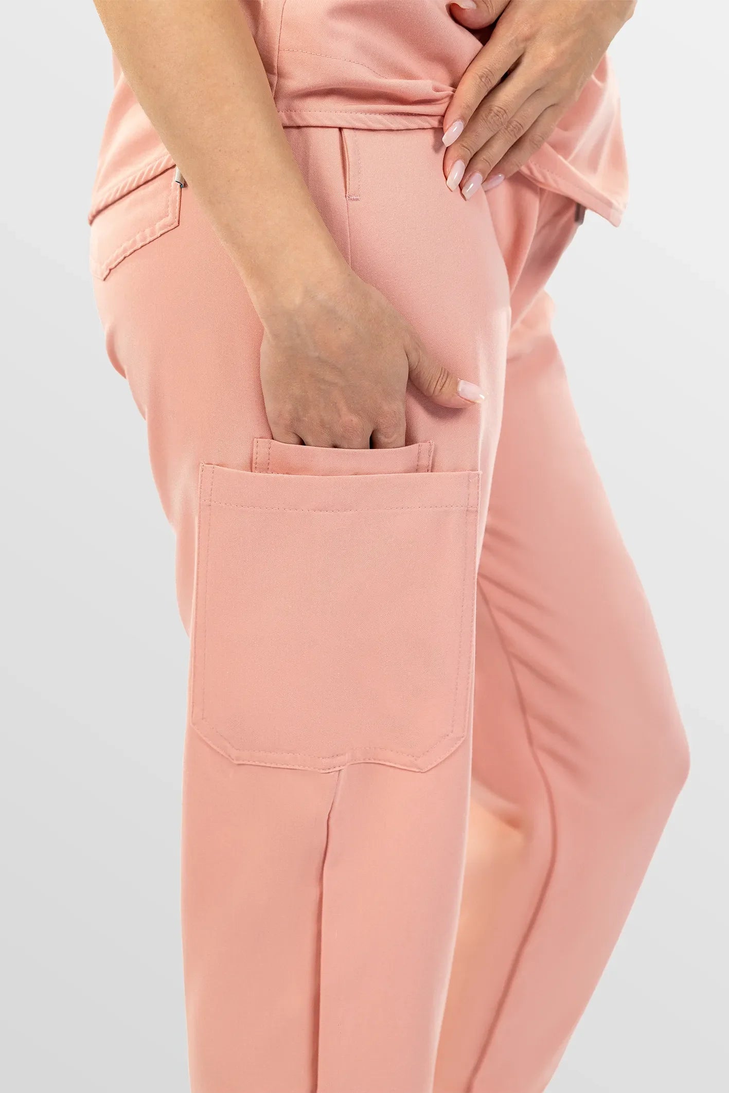 Pink Eipnare Women's Henley Collar Sleeveless Jogger Scrub Set - Stretch Medical Scrubs for Women