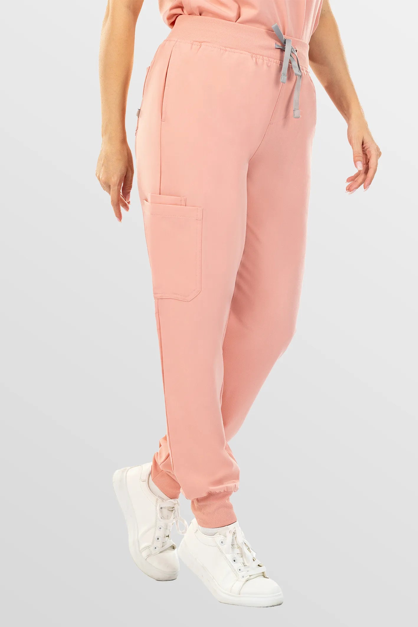 Pink Eipnare Women's Henley Collar Sleeveless Jogger Scrub Set - Stretch Medical Scrubs for Women