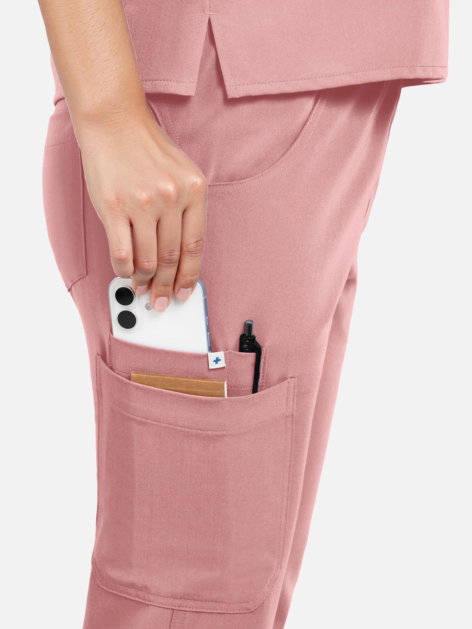 Pink – Eadflie Women's Zip Polo Straight-Leg Uniform Set – product image 15