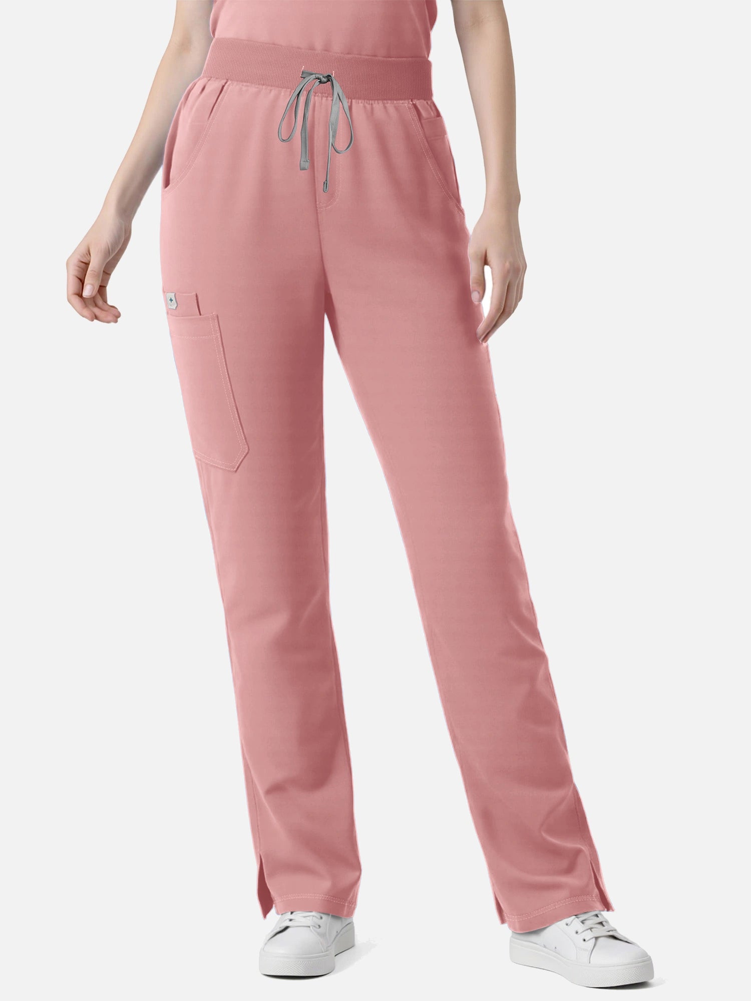 Pink – Eadflie Women's Zip Polo Straight-Leg Uniform Set – product image 17