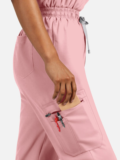 Pink – Eadflie Women's Henley Sleeveless Jogger Uniform Set – product image 78
