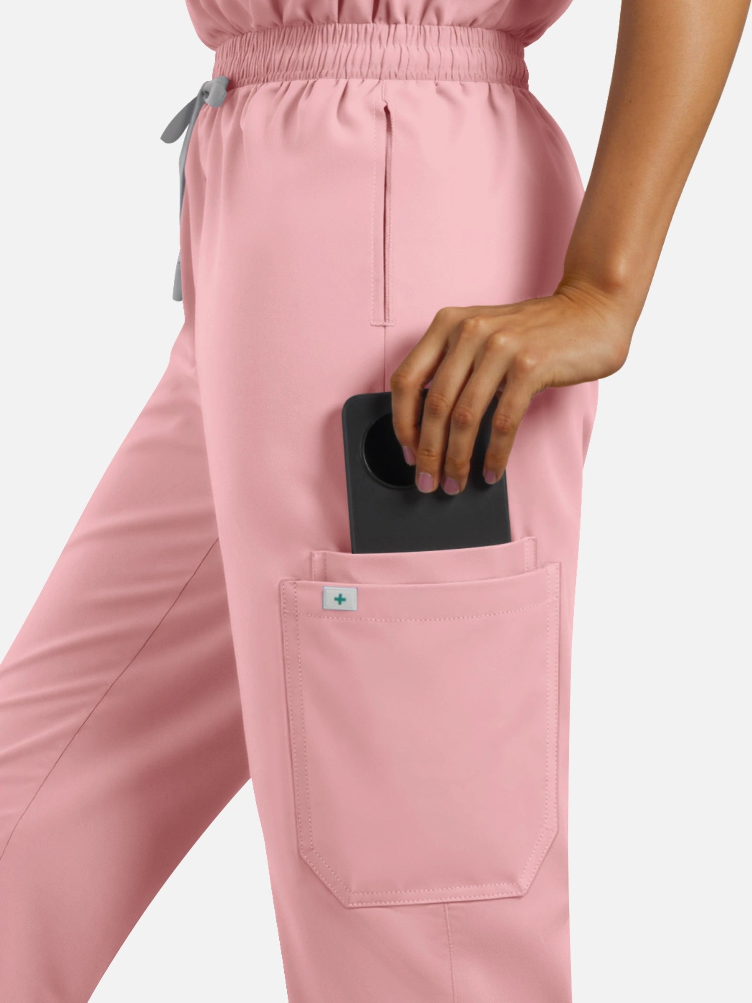Pink – Eadflie Women's Henley Sleeveless Jogger Uniform Set – product image 79