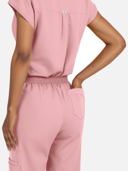 Pink – Eadflie Women's Henley Sleeveless Jogger Uniform Set – product image 80