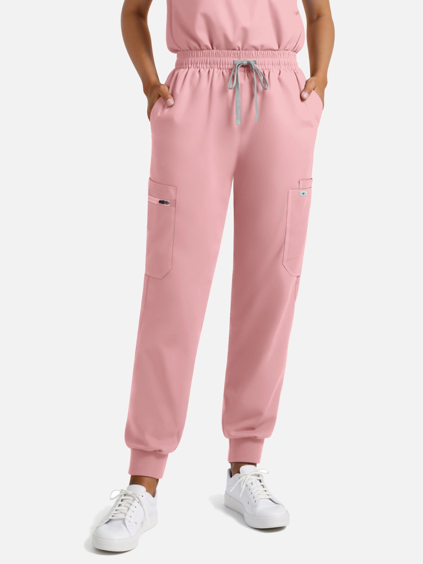 Pink – Eadflie Women's Henley Sleeveless Jogger Uniform Set – product image 81