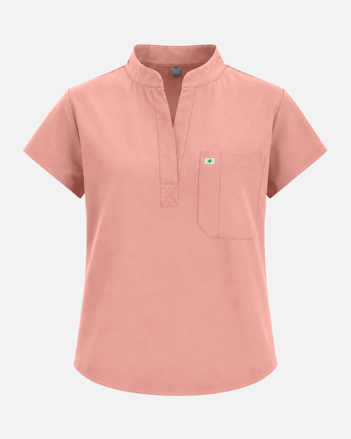 Eadflie Women's Sleeveless Henley Uniform Top - Pink