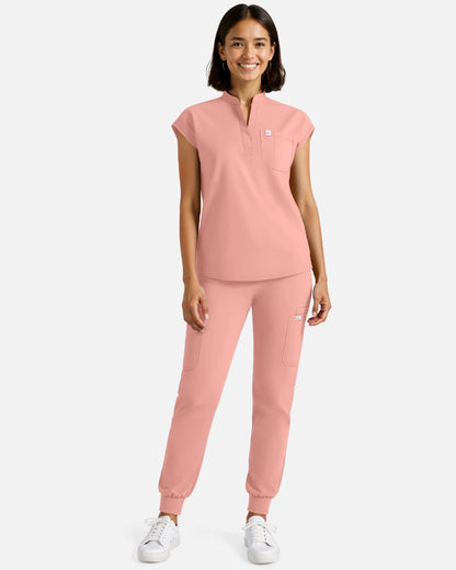 Pink – Eadflie Women's Sleeveless Henley Uniform Top – product image 15