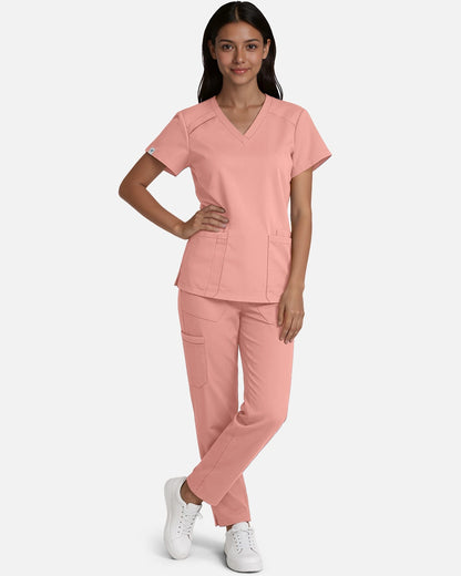 Pink – Eadflie Women's Woven Straight-Leg Uniform Pants – Structured Tailored Bottoms – product image 65