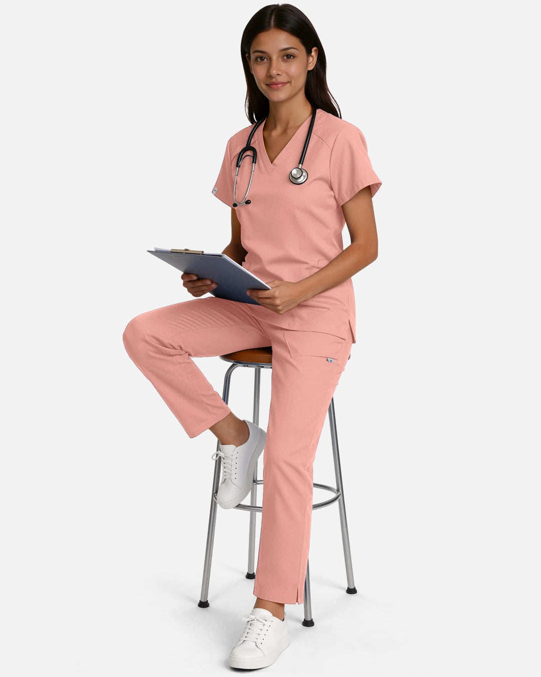 Pink – Eadflie Women's Woven Straight-Leg Uniform Pants – Structured Tailored Bottoms – product image 66