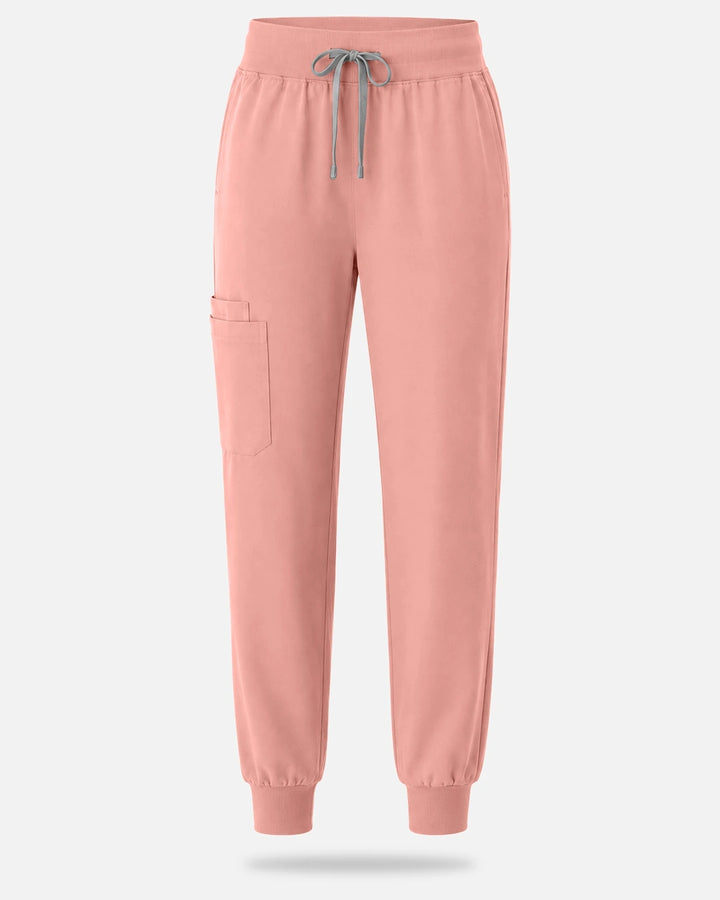 Eadflie Women's Tapered Jogger Uniform Pants – Soft Stretch Bottoms - Pink