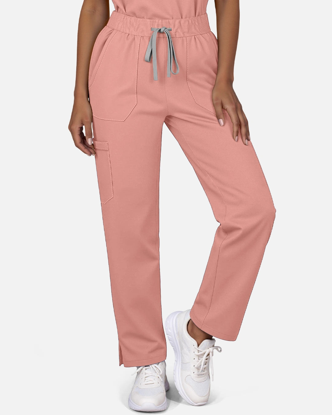 Pink – Eadflie Women's Woven Straight-Leg Uniform Pants – Structured Tailored Bottoms – product image 70