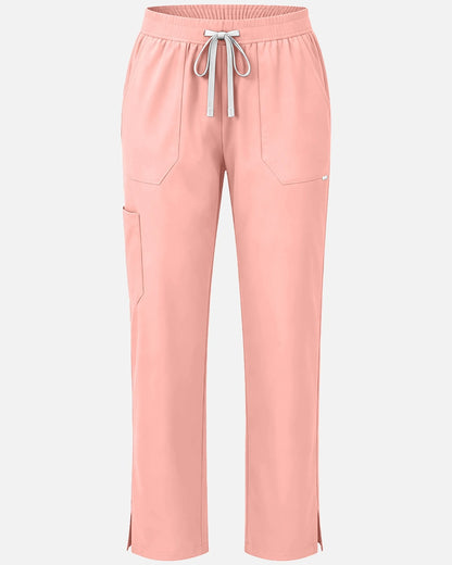 Pink – Eadflie Women's Woven Straight-Leg Uniform Pants – Structured Tailored Bottoms – product image 64