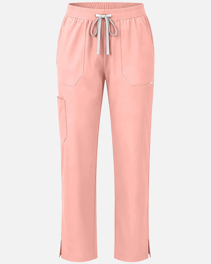 Eadflie Women's Woven Straight-Leg Uniform Pants – Structured Tailored Bottoms - Pink
