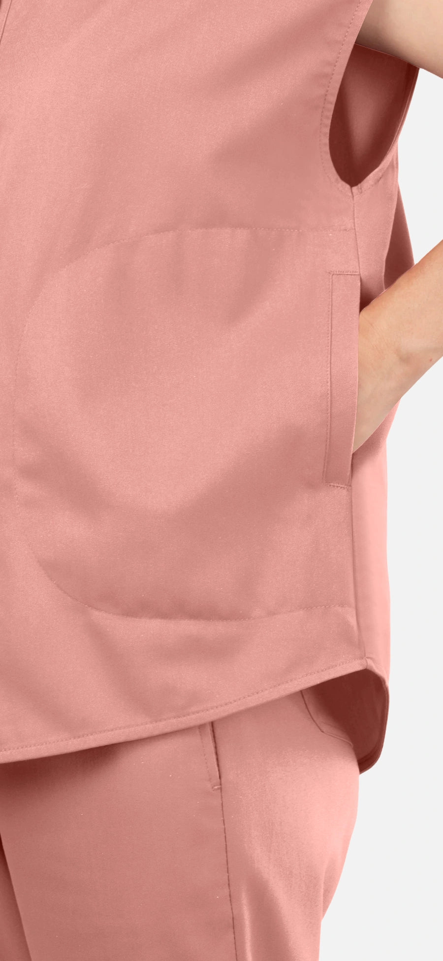 Pink – Eadflie Women's Sleeveless Mandarin Collar Jogger Uniform Set – product image 15
