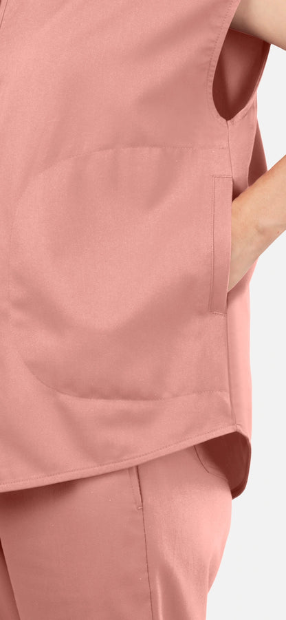 Pink – Eadflie Women's Sleeveless Mandarin Collar Jogger Uniform Set – product image 15