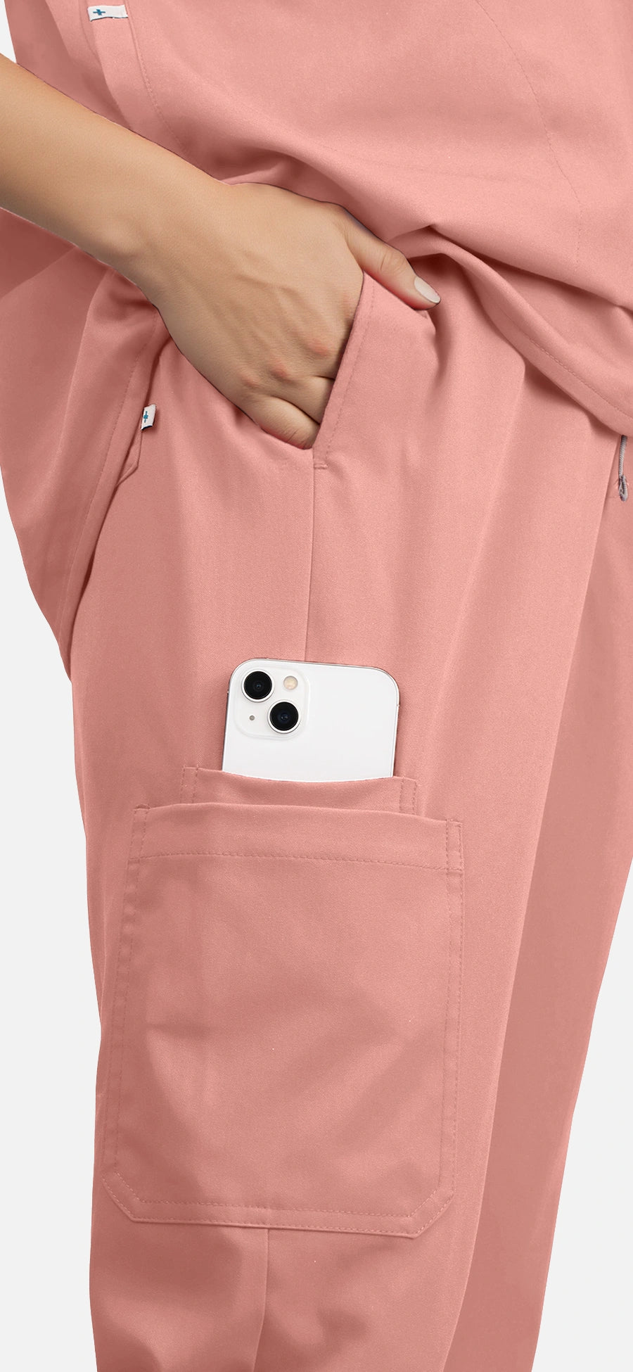 Pink – Eadflie Women's Sleeveless Mandarin Collar Jogger Uniform Set – product image 16