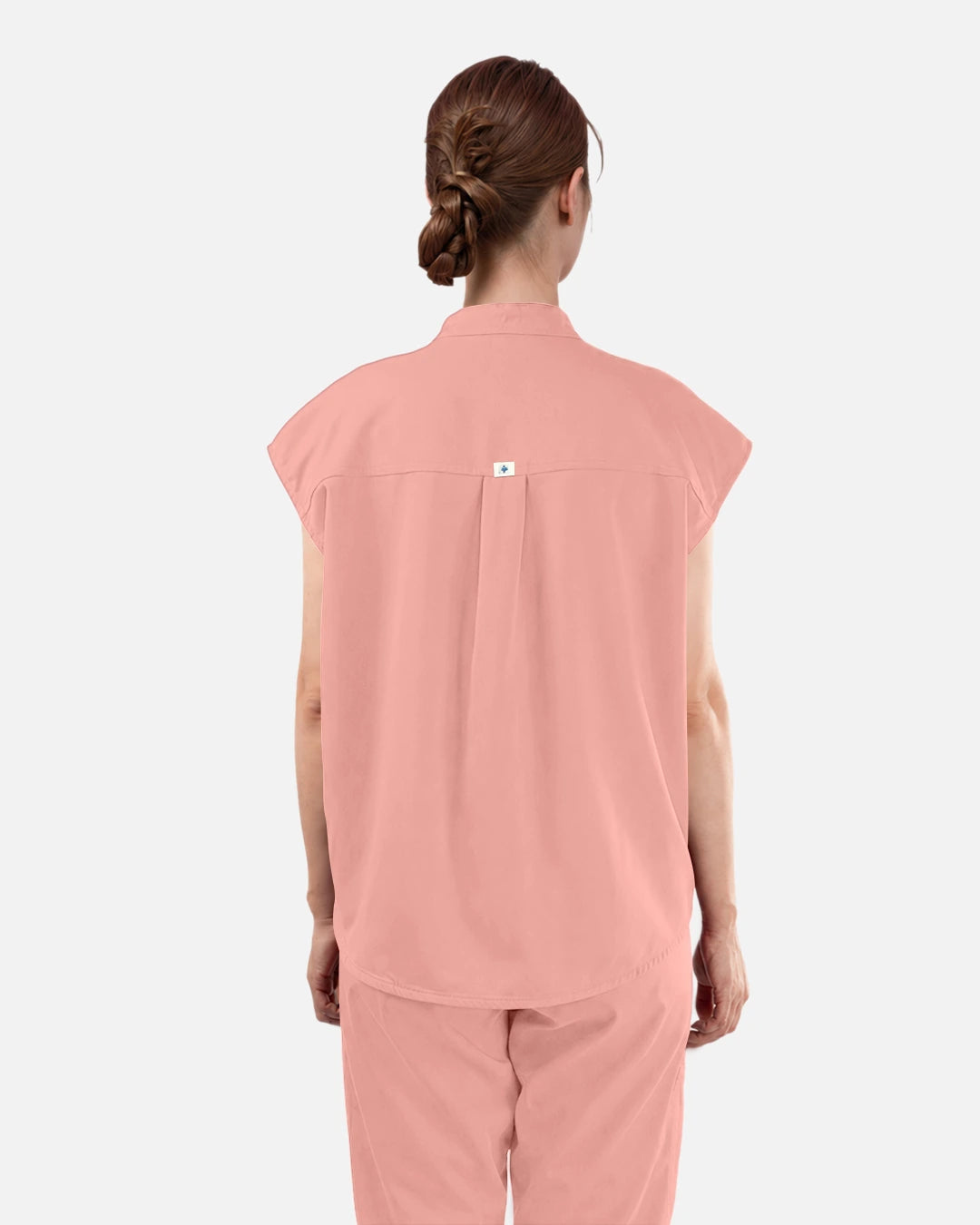 Pink – Eadflie Women's Sleeveless Mandarin Collar Uniform Top – product image 70