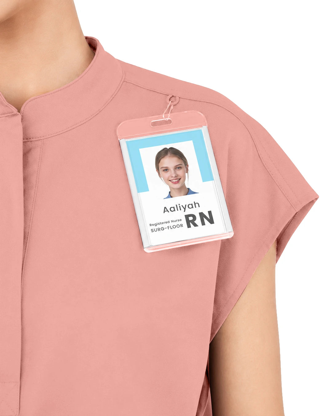 Pink – Eadflie Women's Sleeveless Mandarin Collar Uniform Top – product image 72