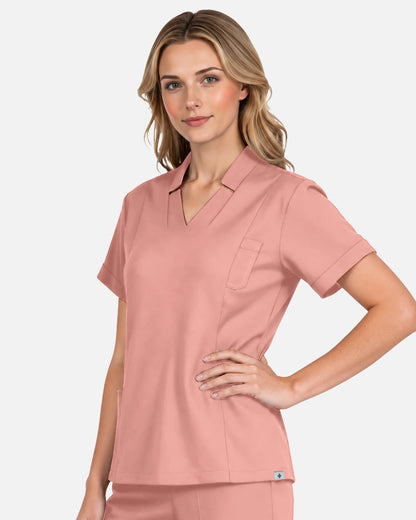 Pink – Eadflie Women's Split V-Neck Uniform Top – product image 28