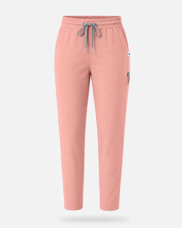 Eadflie Women's Slim Fit Tapered Cargo Uniform Pants - Pink