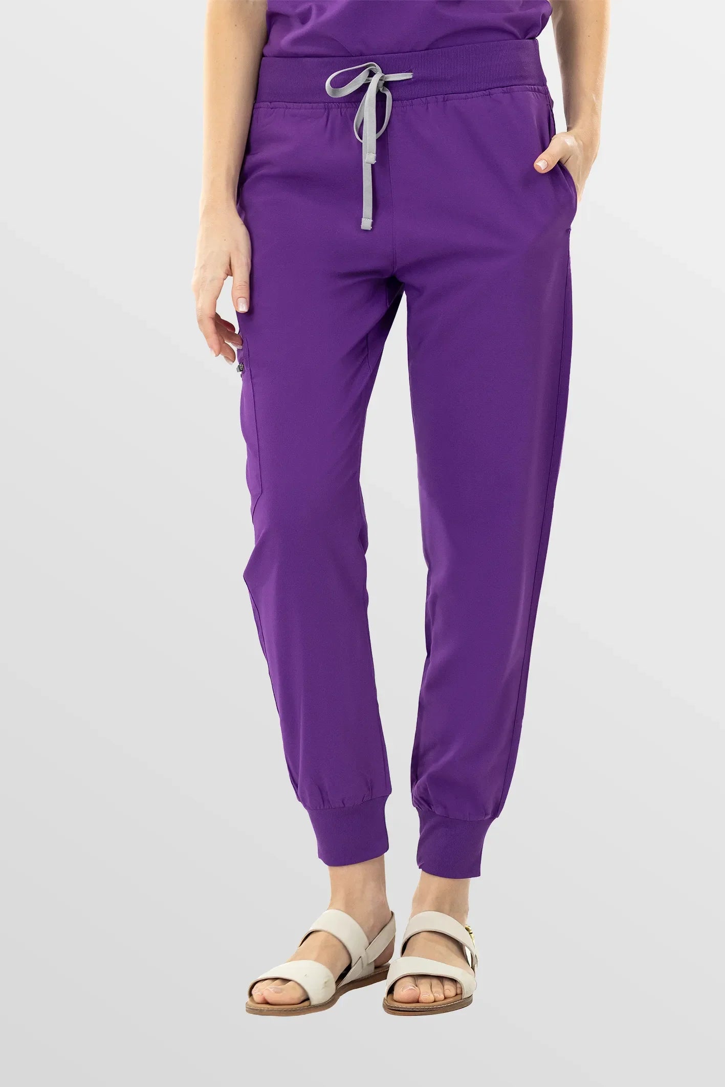 Purple Eipnare Women's Soft Stretch V-Neck Scrub Top & Jogger Pants Set - Stretch Medical Scrubs for Women