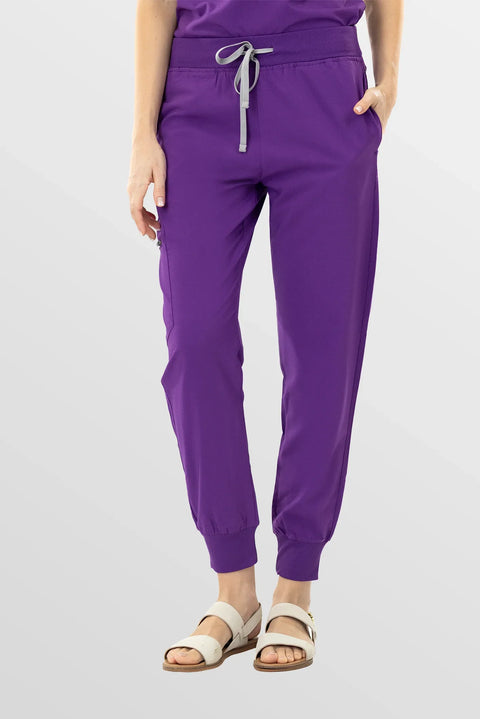Eadflie Women's Knit V-Neck Jogger Workwear Set 01 - Purple
