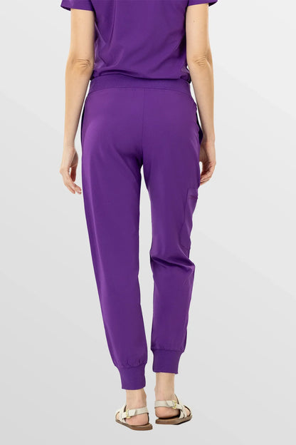 Purple Eipnare Women's Soft Stretch V-Neck Scrub Top & Jogger Pants Set - Stretch Medical Scrubs for Women