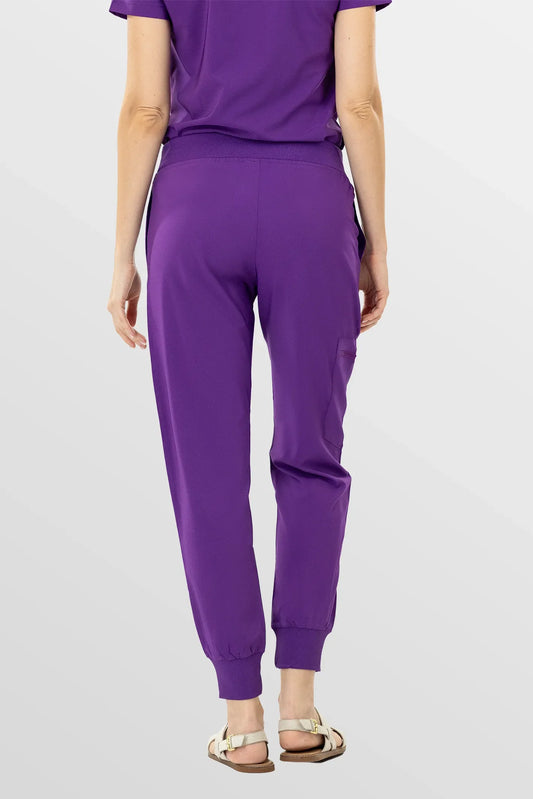 Purple Eipnare Women's Soft Stretch V-Neck Scrub Top & Jogger Pants Set - Stretch Medical Scrubs for Women