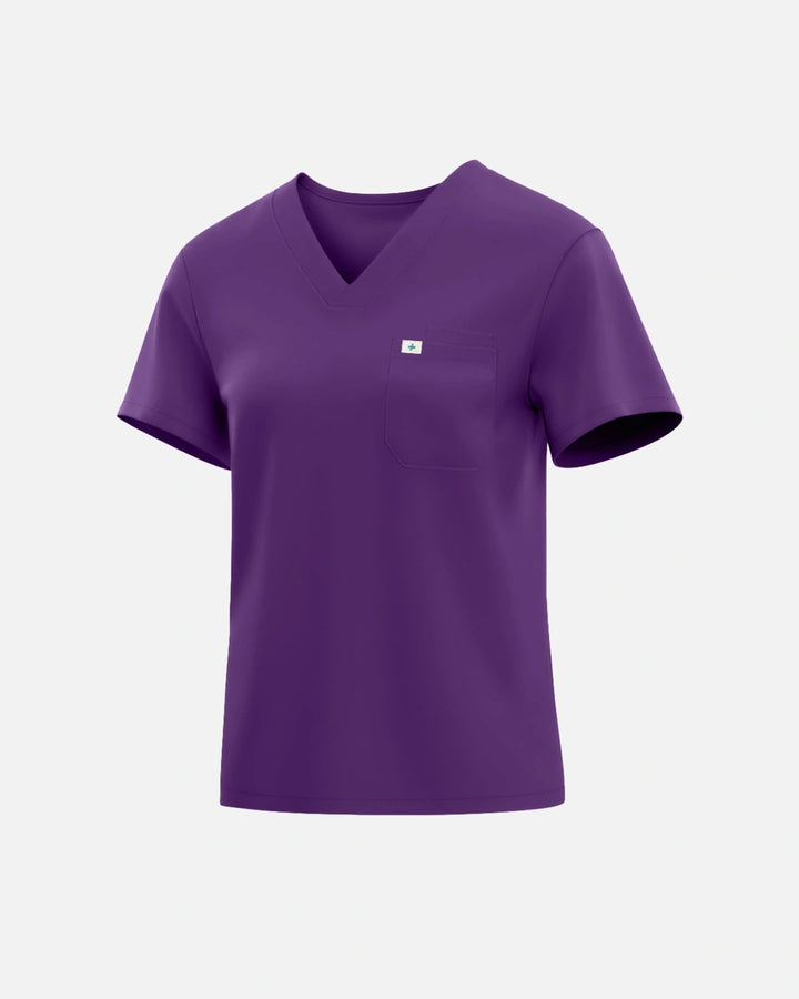 Eadflie Women's Classic V-Neck Uniform Top - Purple