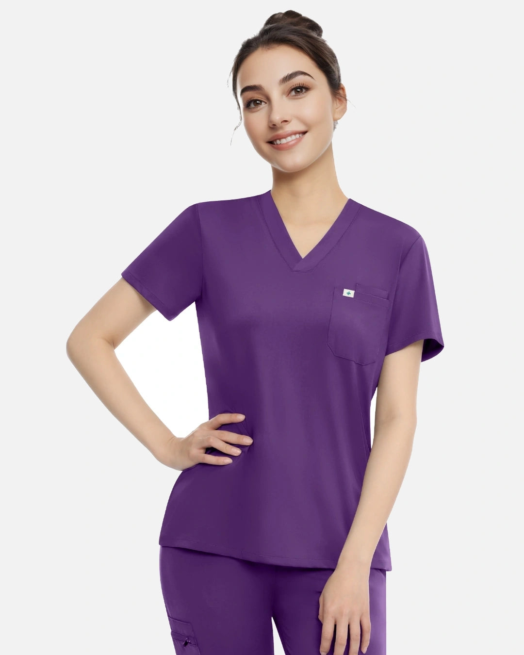 Purple – Eadflie Women's Classic V-Neck Uniform Top – product image 74
