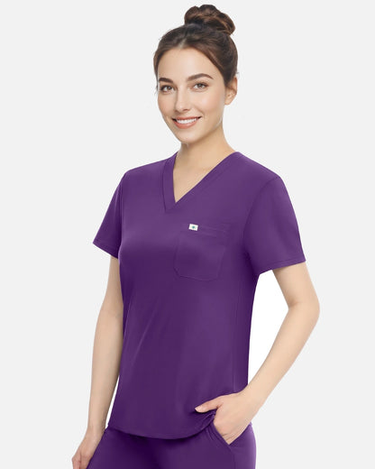 Purple – Eadflie Women's Classic V-Neck Uniform Top – product image 75