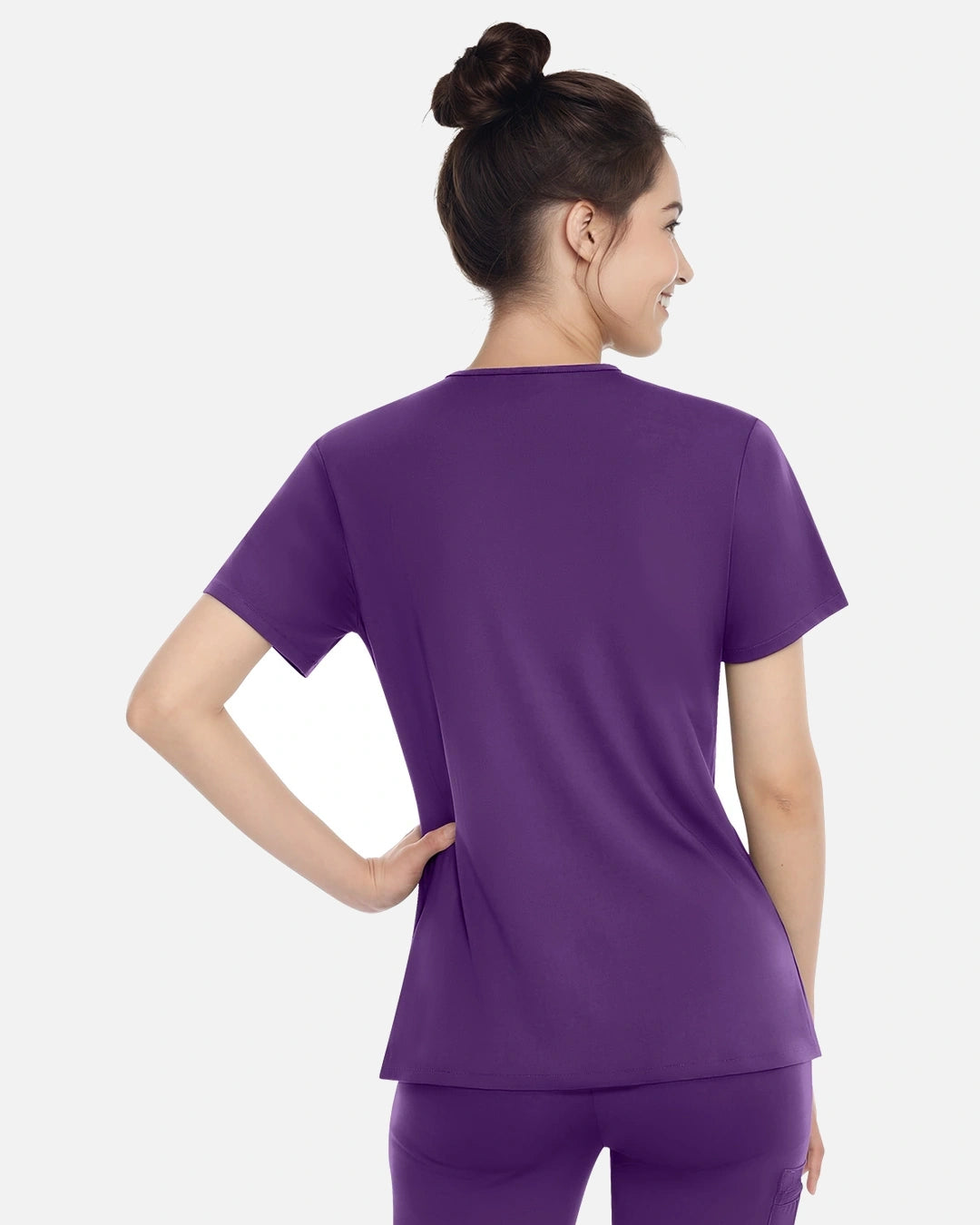 Purple – Eadflie Women's Classic V-Neck Uniform Top – product image 76