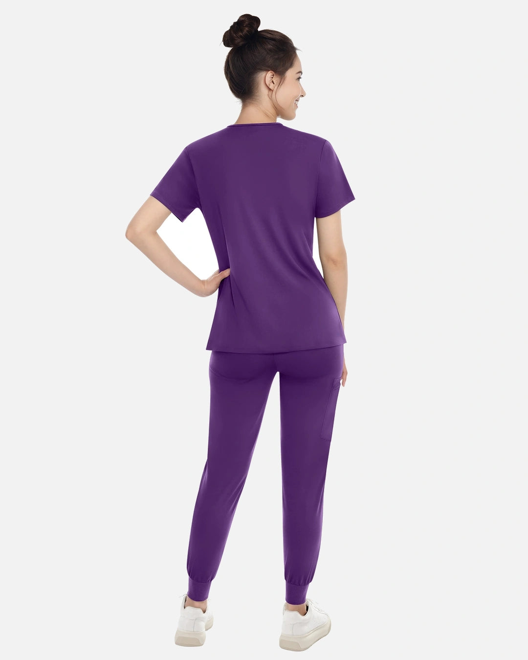 Purple – Eadflie Women's Knit V-Neck Jogger Uniform Set – product image 81