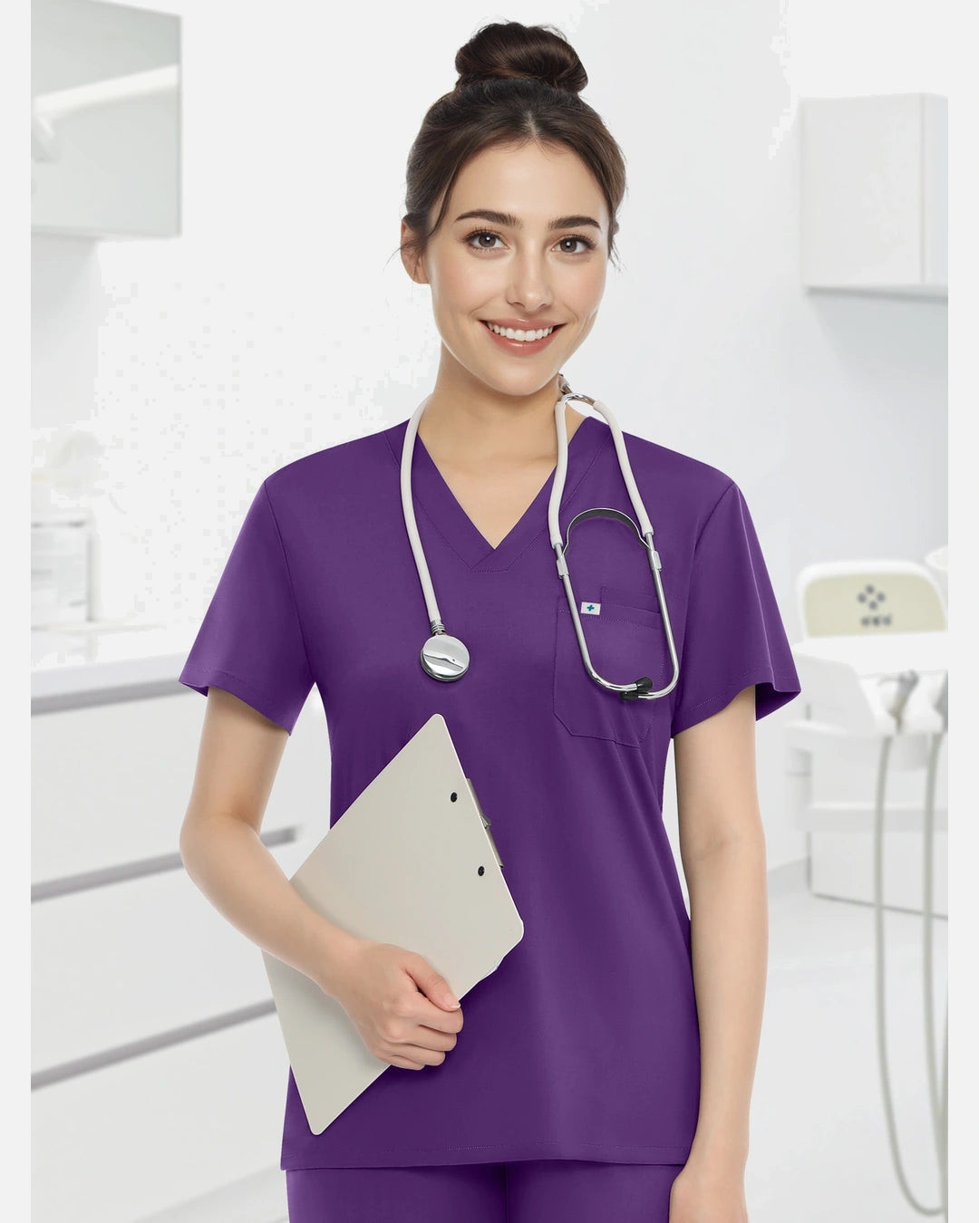 Purple – Eadflie Women's Knit V-Neck Jogger Uniform Set – product image 82
